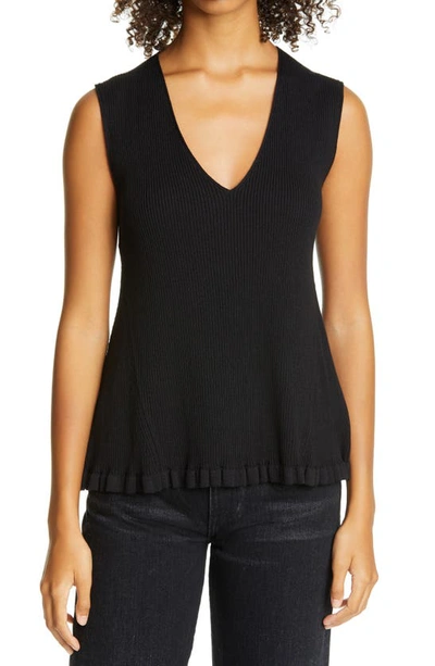 Shop Adeam Ruffle Hem Sweater Tank In Black