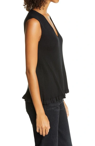 Shop Adeam Ruffle Hem Sweater Tank In Black