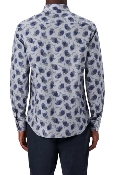 Shop Bugatchi Julian Shaped Fit Floral Stretch Button-up Shirt In Platinum