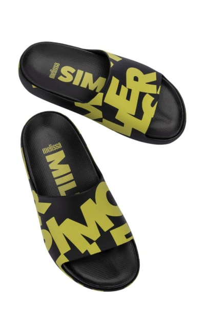 Shop Melissa X Simon Miller Cloud Slide Sandal In Black/ Green