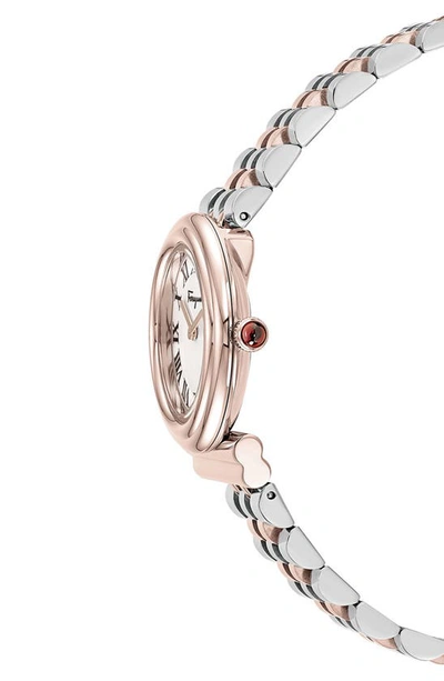 Shop Ferragamo Gancini Bracelet Watch, 28mm In Rose Gold/ Stainless/ White