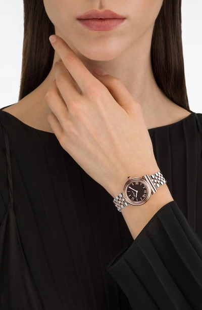 Shop Ferragamo Gancini Bracelet Watch, 28mm In Rose Gold/ Stainless/ Black
