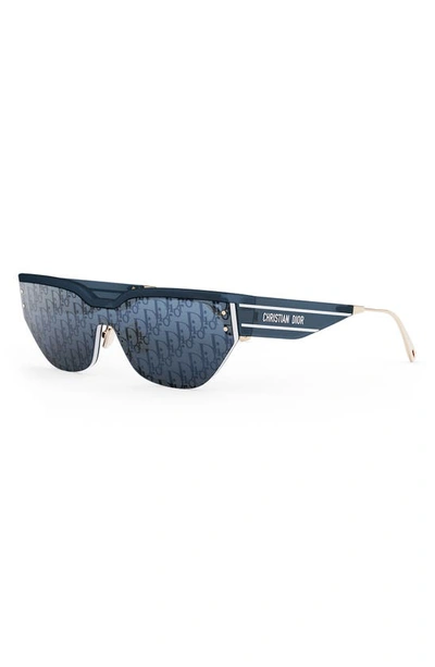 Shop Dior 'club M3u Mask Sunglasses In Shiny Blue / Blue Mirror