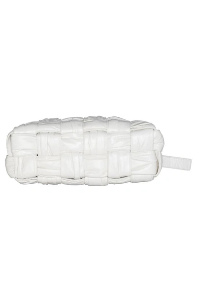 Shop Bottega Veneta Brick Plissé Intrecciato Leather Shoulder Bag In White-m Brass