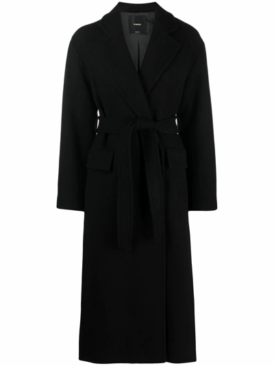 Shop Pinko Women's Black Wool Coat