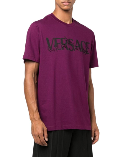 Shop Versace Men's Purple Cotton T-shirt