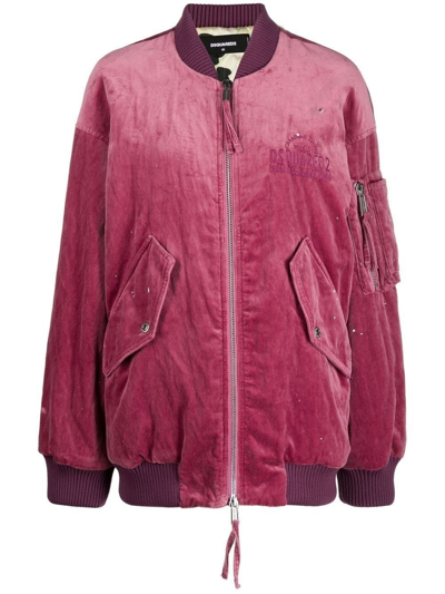 Shop Dsquared2 Women's Fuchsia Cotton Outerwear Jacket