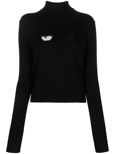 Shop Chiara Ferragni Women's Black Wool Sweater
