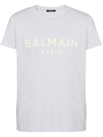 Shop Balmain Men's Blue Cotton T-shirt