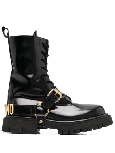 Shop Moschino Men's Black Other Materials Ankle Boots