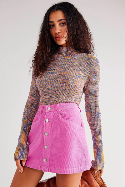 Shop Free People Ray Cord Mini Skirt In Pink Frosting
