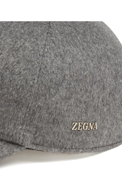 Zegna Dark Grey Oasi Cashmere Baseball Cap In Grey