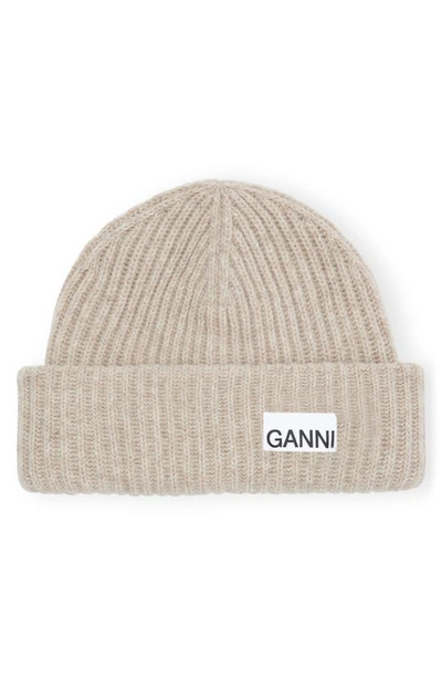 Ganni Structured Ribbed Beanie In Brazilian Sand