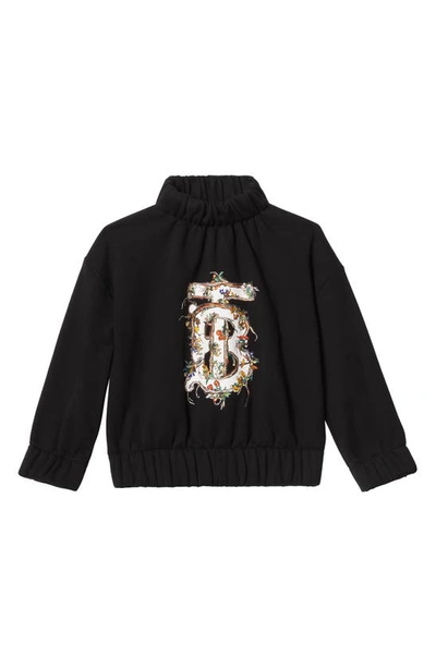 Shop Burberry Kids' Alba Tb Monogram Cotton Sweatshirt In Black