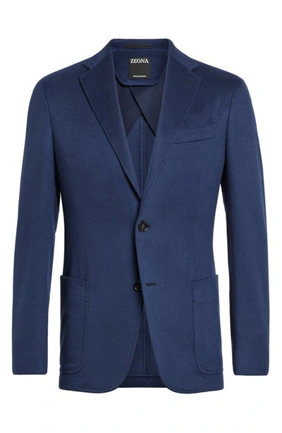 Shop Zegna Deconstructed Oasi Cashmere Sport Coat In Medium Blue