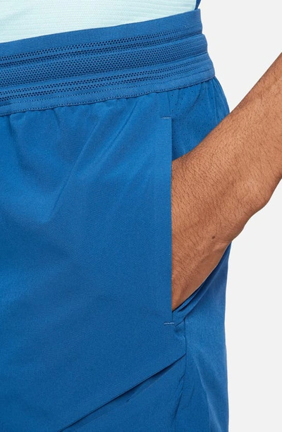 Shop Nike Dri-fit Adv Rafa Tennis Shorts In Court Blue/ Copa/ White