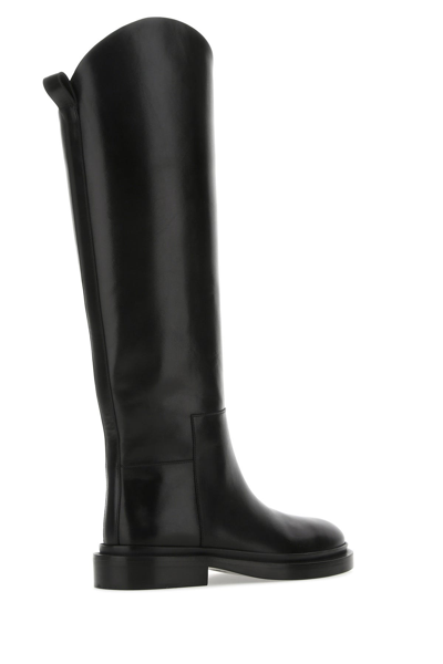 Jil Sander Black Leather Boots Black Donna 36 In Multicolor | ModeSens
