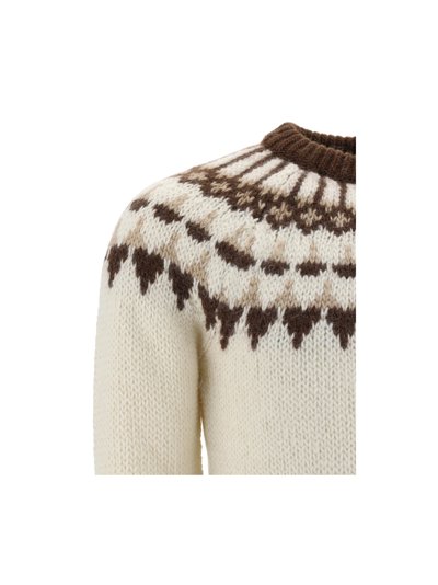 Shop Saint Laurent Sweater In Naturel/marron/beige