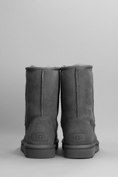 Shop Ugg Classic Short Ii Low Heels Ankle Boots In Grey Suede