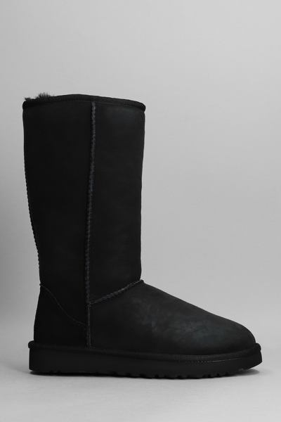 Shop Ugg Classic Tall Ii Low Heels Boots In Black Suede