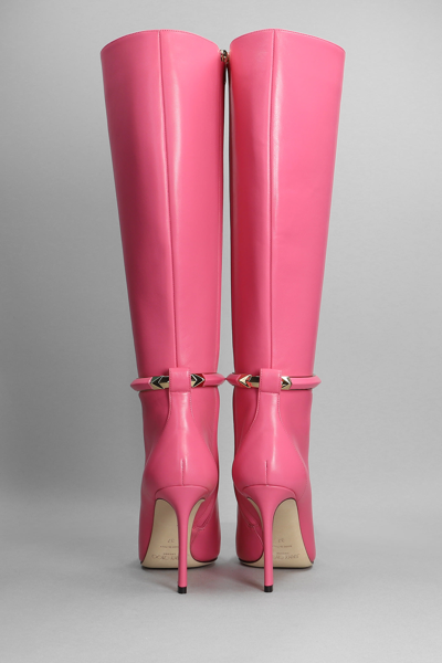 Shop Jimmy Choo Dreece High Heels Boots In Rose-pink Leather
