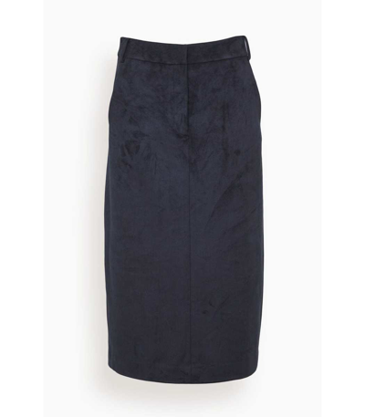 Shop Tibi Ultrasuede Midi Trouser Skirt In Midnight Navy In Black