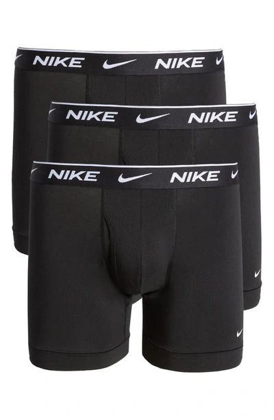 Shop Nike Dri-fit Essential 3-pack Stretch Cotton Boxer Briefs In Black