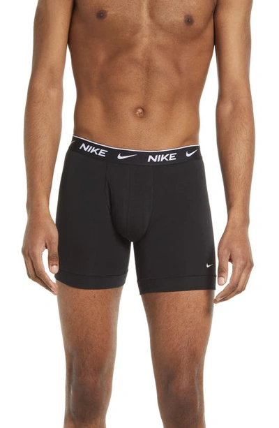 Nike Dri-fit Essential 3-pack Stretch Cotton Boxer Briefs In Black