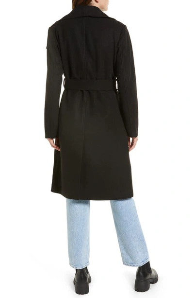 Noize Lena Belted Wrap Coat In Black