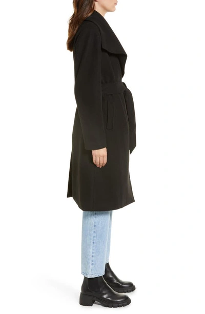 Noize Lena Belted Wrap Coat In Black