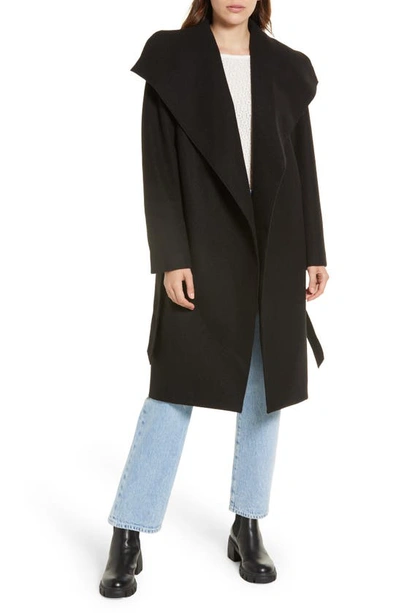 Noize Lena Belted Wrap Coat In Black