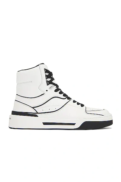 Shop Dolce & Gabbana High Top New Roma Sneakers In Bianco & Nero