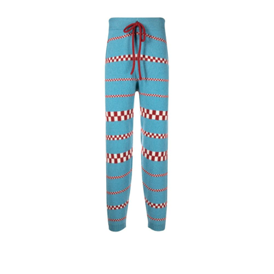 Shop The Elder Statesman Blue Speed Check Cashmere Track Pants