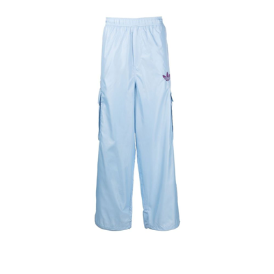 Shop Adidas Originals X Kerwin Frost Blue Wide Leg Cargo Track Pants
