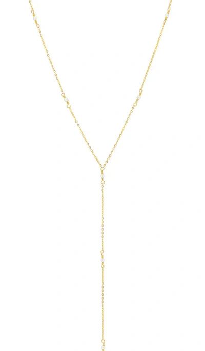 Shop By Adina Eden Tiny Pearl Lariat Necklace In Gold