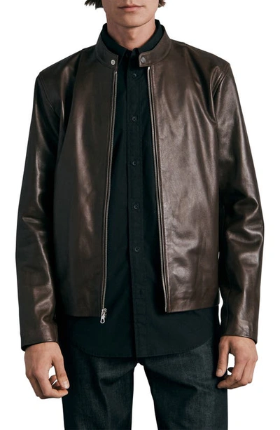 Shop Rag & Bone Icons Archive Cafe Racer Leather Jacket In Brown