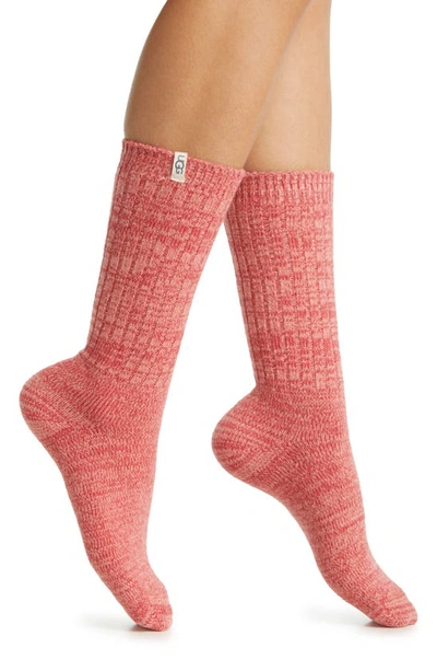 Shop Ugg Ribbed Crew Socks In Salmon Pink / Flamenco