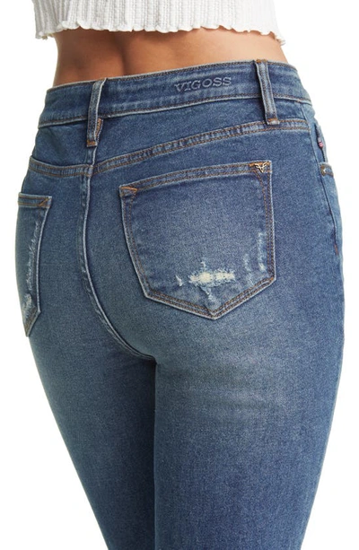 Shop Vigoss Ace Ripped Deconstructed High Waist Straight Leg Jeans In Medium Wash