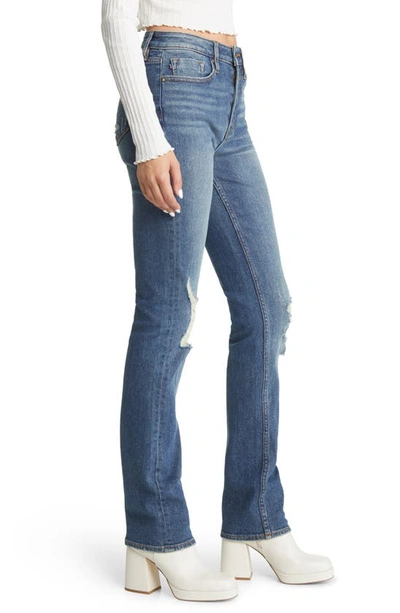 Shop Vigoss Ace Ripped Deconstructed High Waist Straight Leg Jeans In Medium Was