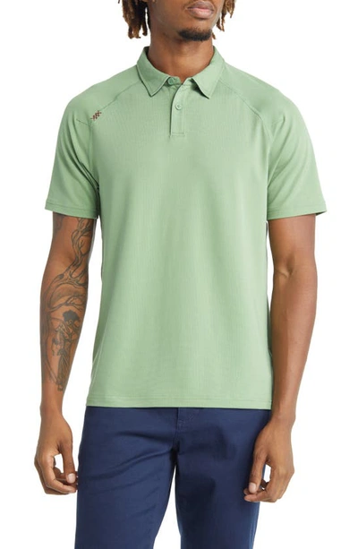Shop Rhone Delta Short Sleeve Piqué Performance Polo In Loden Frost