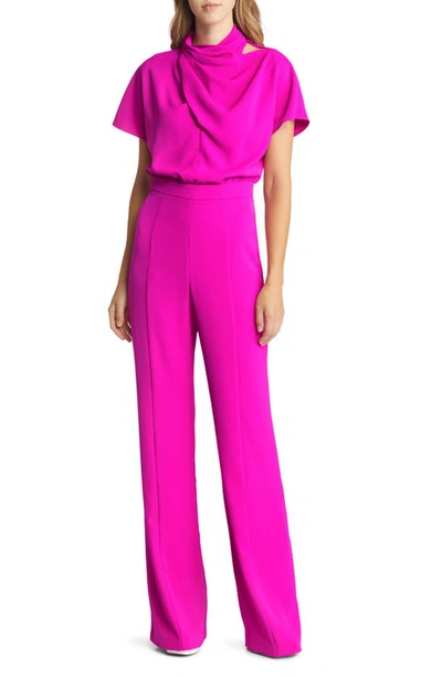 Shop Black Halo Estella Short Sleeve Jumpsuit In Vibrant Pink