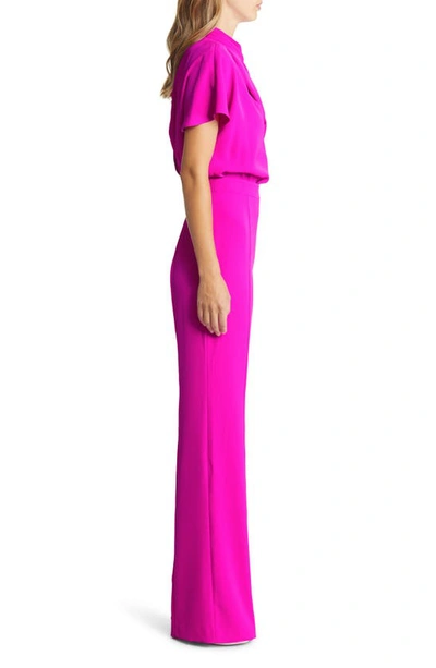 Shop Black Halo Estella Short Sleeve Jumpsuit In Vibrant Pink