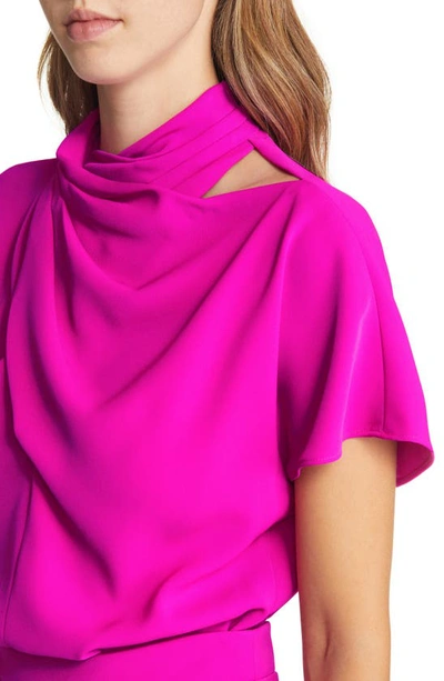 Black Halo Estella Short Sleeve Jumpsuit In Vibrant Pink