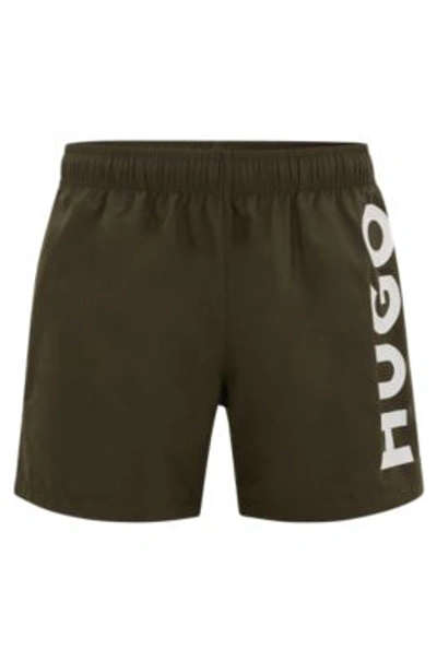 Shop Hugo Swim Shorts With Logo Print In Dark Green