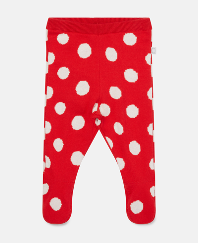 Shop Stella Mccartney Knitted Mushroom Dot Print Footed Leggings In Red