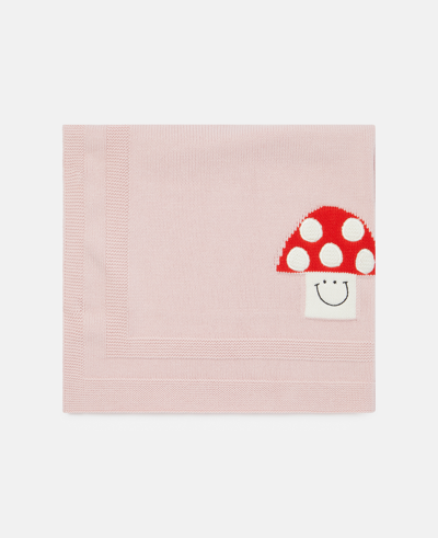 Shop Stella Mccartney Knit Smiley Mushroom Blanket In Pink