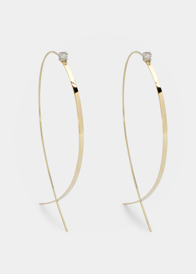 Shop Lana Solo Large Flat Upside Down Hoop Earrings With Diamonds, 60mm In Yg