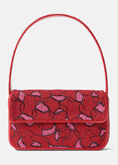 Shop Staud Tommy Floral Shoulder Bag In Cherry Wave