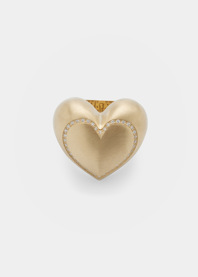 Shop Lauren Rubinski 14k Gold And Diamond Heart Ring In Yg