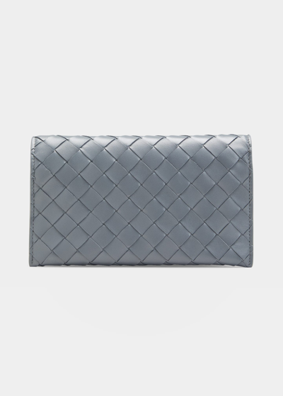 Shop Bottega Veneta Intrecciato Leather Wallet On Strap In Thunder